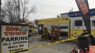A fire at Hog Town Cycles devastated the business in Lucan, Ont. on Sunday, April 7, 2019. (Brent Lale / CTV London)