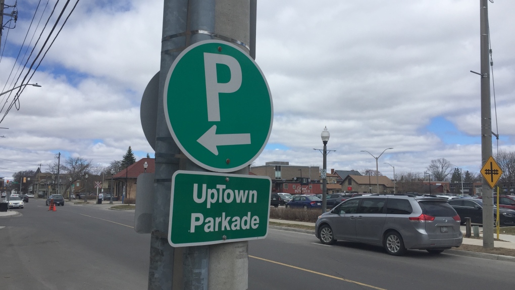 A parking sign in Uptown Waterloo.