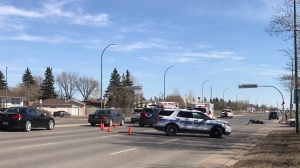 The scene of a collision between a car and a motorcycle on Arcola Avenue on April 12, 2019. 