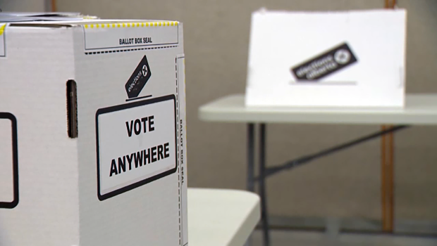 A sealed ballot box is shown in a stock photo. 