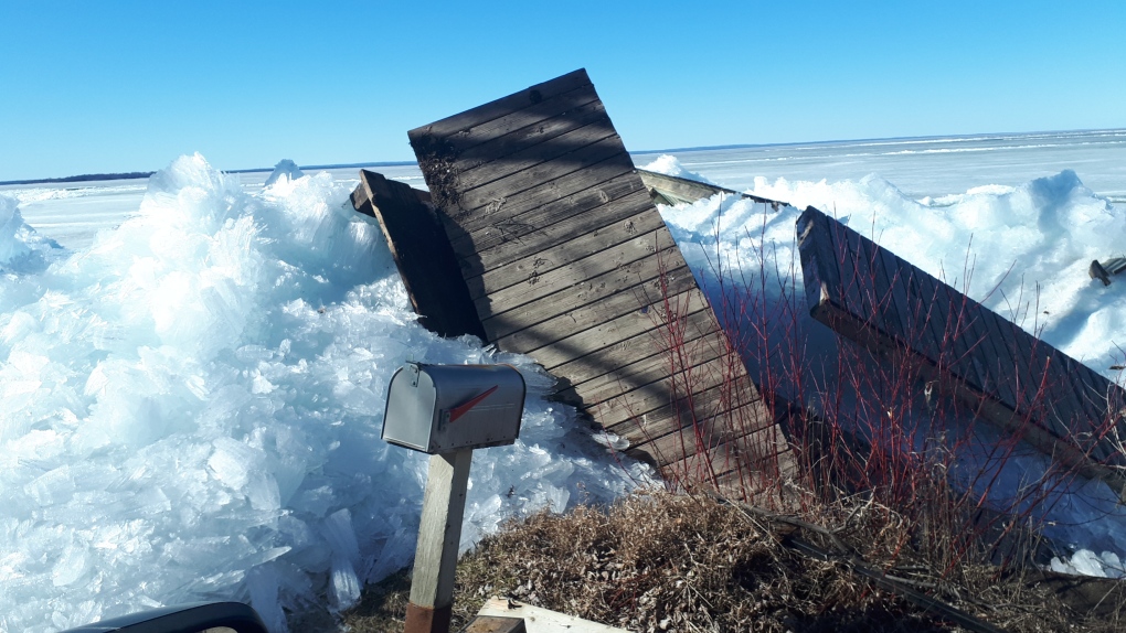 Ice damages docks along Lake Simcoe