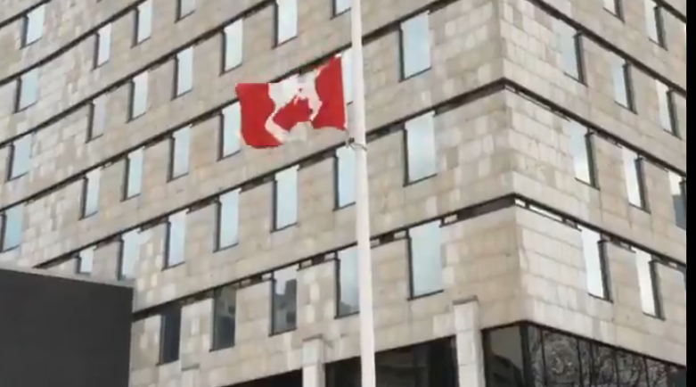 The flag at London city hall is at half-mast