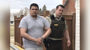 Therae Racette-Beaulieu, 19, is pictured outside the court in Minnedosa on Tuesday, April 23, 2019 (Josh Crabb/CTV News).