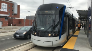 An LRT vehicle seen on April 25, 2019. (Chase Banger / CTV Kitchener)