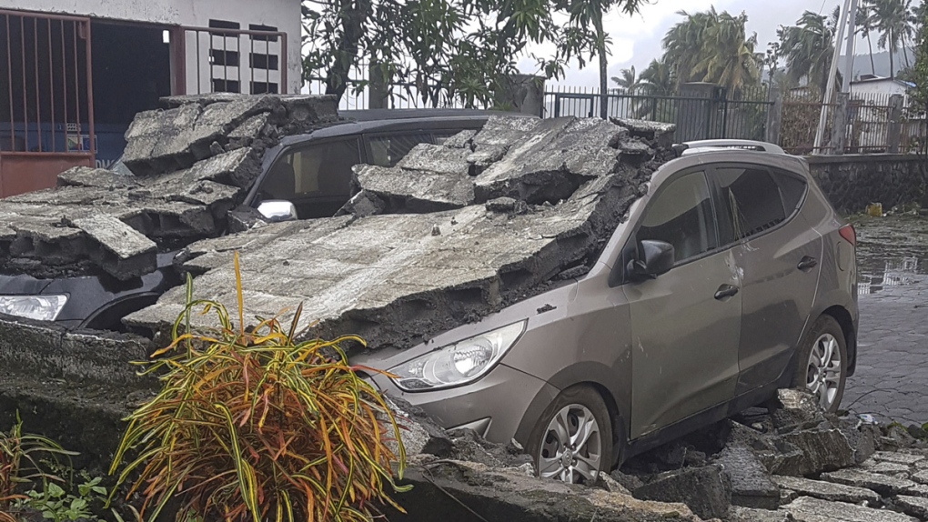 Cyclone damaged cars in Moroni, Comoros