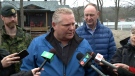 Ontario Premier Doug Ford speaks after touring a flood zone in Ottawa, Friday, April 26, 2019.