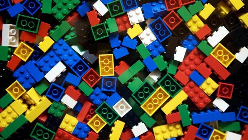 An undated photo from files showing pieces of Lego. (Thomas Borberg/Polfoto via AP, File)