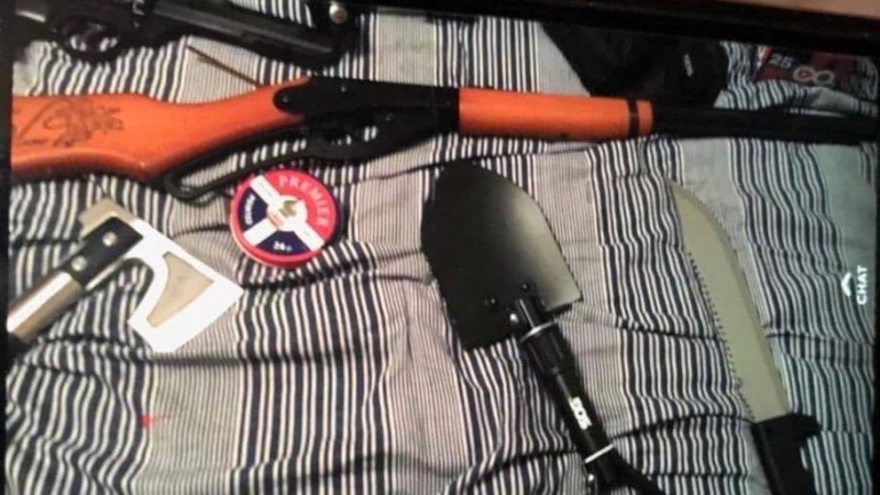 Sources say a student posted a picture with several weapons. (Courtesy Snapchat)