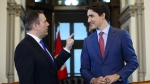 Prime Minister Justin Trudeau meets with Alberta Premier Jason Kenney in his office on Parliament Hill in Ottawa on Thursday, May 2, 2019. THE CANADIAN PRESS/Sean Kilpatrick