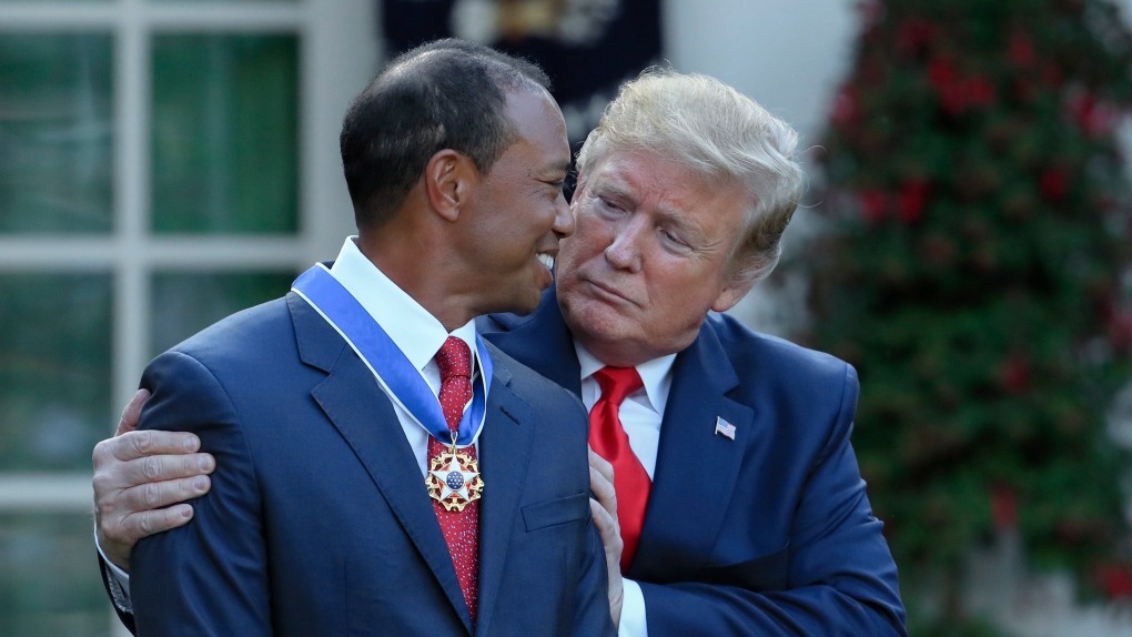 Trump awards Medal of Freedom to Tiger Woods