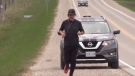 Phil Main started running across Midwestern Ontario for mental health awareness on Monday, May 6, 2019. (Scott Miller / CTV London)