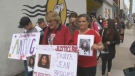 Friends and family members march in memory of Halifax murder victim Tanya Brooks on May 10, 2019.