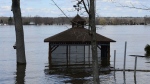 A gazebo sits under water on the Ottawa River in Cumberland, Ontario on Tuesday, April 30, 2019. THE CANADIAN PRESS/Sean Kilpatrick