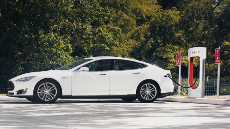 A popular selling point for electric vehicles is the notion that you never have to stop for gas. (AFP / Tesla Motors)