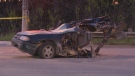 A vehicle involved in a deadly collision in Guelph on Saturday morning is shown. (David Ritchie)