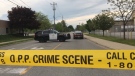 OPP close Lacasse Boulevard at Tecumseh Road following an incident involving a cyclist and a sedan on May 24, 2019. (@_OnLocation_ via Twitter)