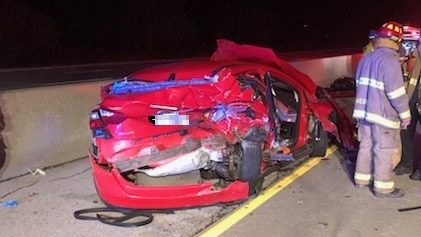 Essex County OPP responded to a multi-vehicle collision on Highway 401 east of Highway 77 at 10:20 p.m. on Sunday, May 26, 2019. (Courtesy OPP)