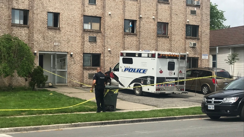 Windsor police are investigating after a homicide at 591 Wellington Avenue in Windsor, Ont., on Tuesday, May 28, 2019. (Rich Garton / CTV Windsor) 