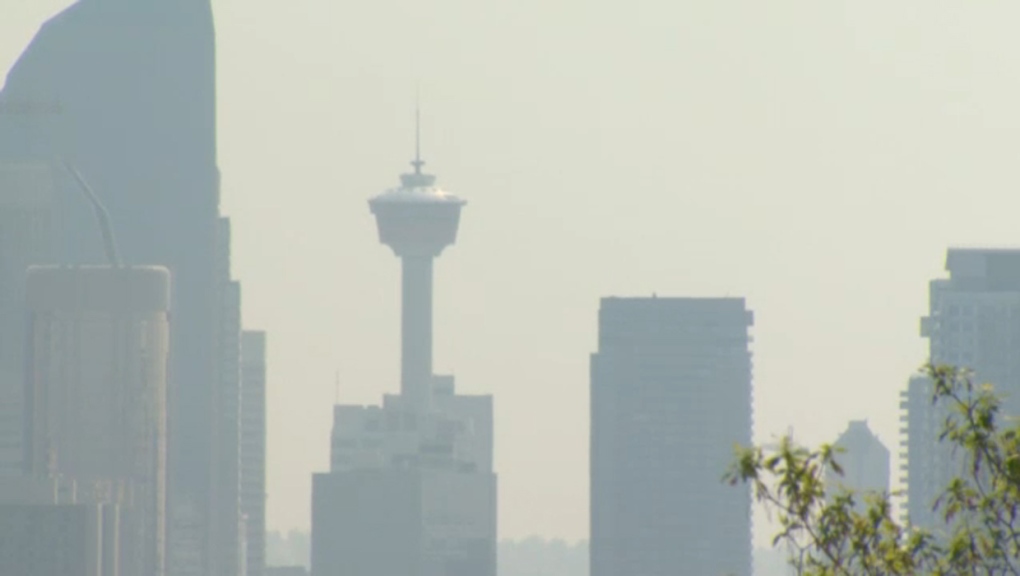 Calgary, Tower, wildfire, haze, smoke
