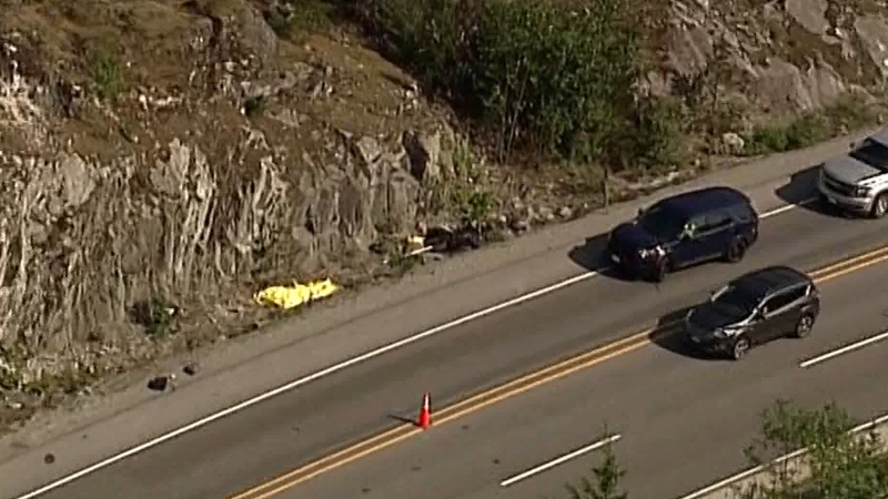 A fatal motorcycle crash has shut down part of the Sea to Sky Highway north of Squamish.