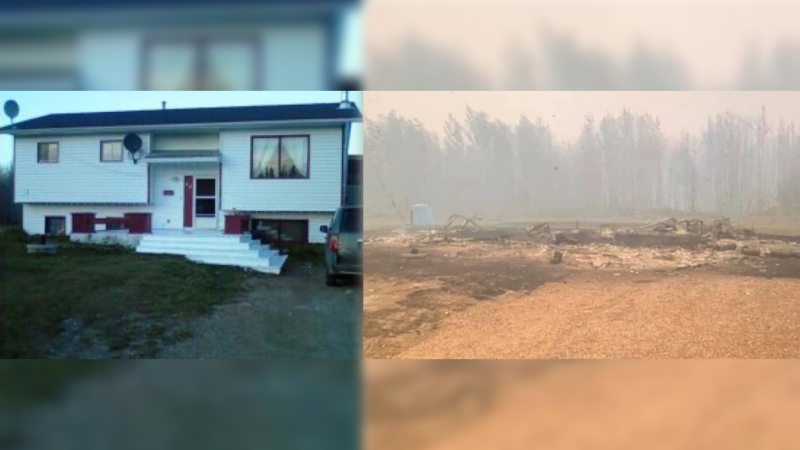 A before and after shot of a home at the Paddle Prairie Metis Settlement. (SOURCE: DARLA MARIE)