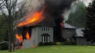 Fire officials believe a lightning strike sparked a house fire outside of Brantford. (Angie Spriel photo)