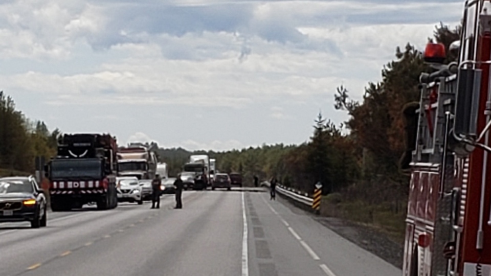 Traffic backed up on Highway 17 after crash