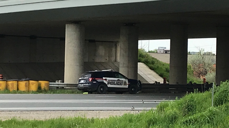 Waterloo Regional Police have closed Hwy 85 to investigate a man's injuries. (June 4, 2019)