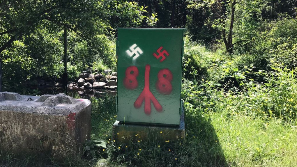 Nazi graffiti Central Valley Greenway