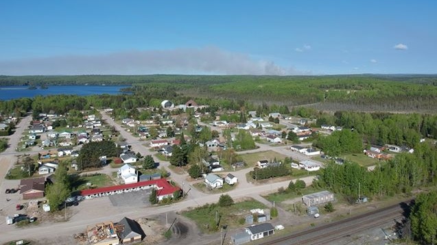 Smoke from nearby fores fire seen in Gogama Friday