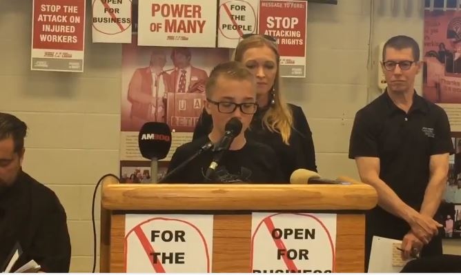Josh Goldthorpe, 13, was one of the speakers at the event in Winsor, Ont., on June 7, 2019. (Stefanie Masotti / CTV Windsor)