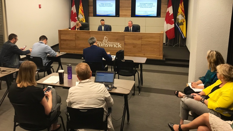 New Brunswick Environment Minister Jeff Carr announces a plan to reduce greenhouse gas emissions on June 13, 2019. (Laura Brown/CTV Atlantic)