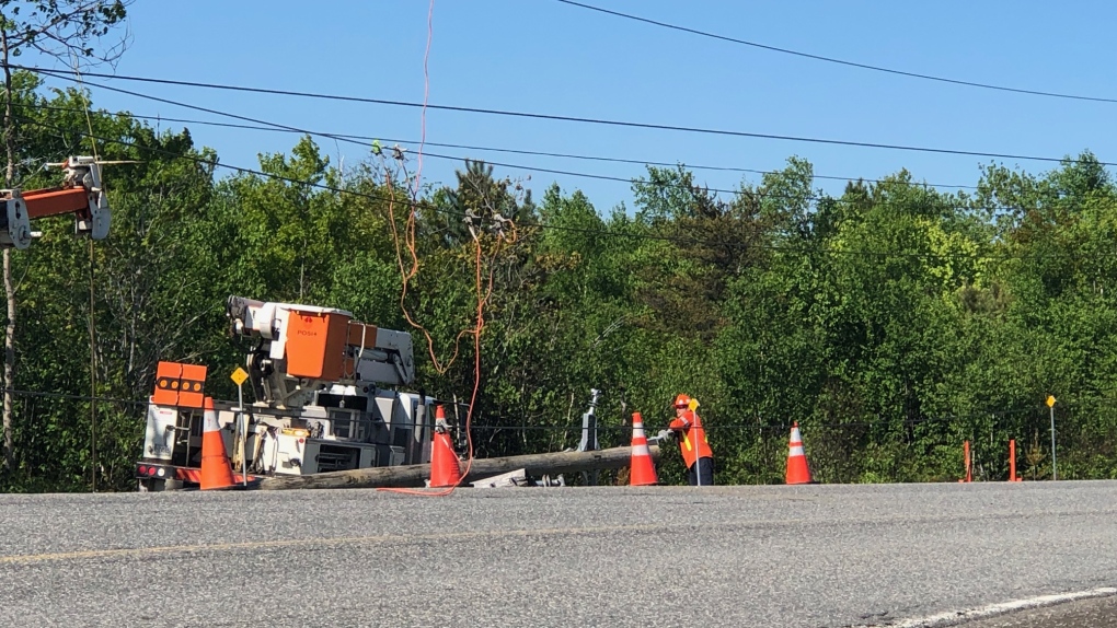 Crews repair hydro pole and lines after crash