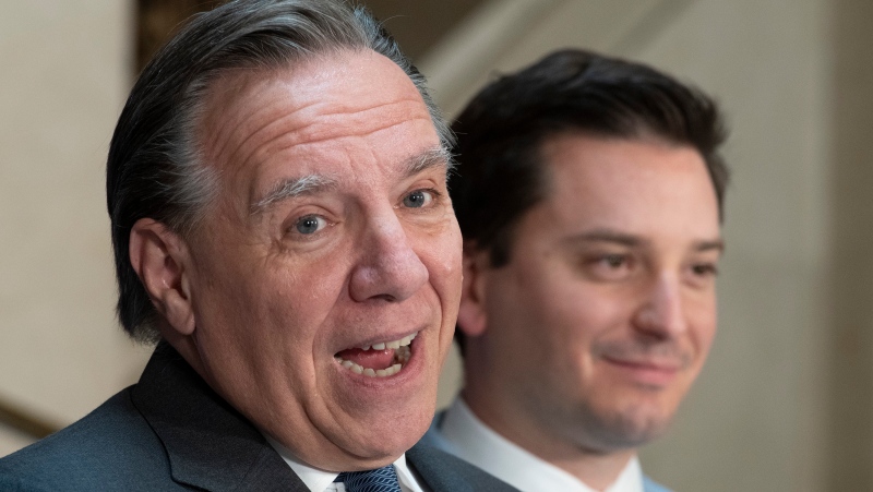Quebec Premier Francois Legault speaks during a end of session wrap up news conference, Friday, June 14, 2019 at his office in Quebec City.  (THE CANADIAN PRESS/Jacques Boissinot)