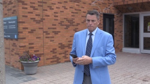 Douglas Ross, former Barrie Nissan general manager, leaves the Barrie courthouse after being sentenced for mischief on June 17, 2019 (CTV News/MikeWalker)