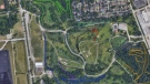 An overhead image of new off-road cycling plan that will soon be implemented at Malden Park in Windsor. (International Mountain Bicycling Association of Canada)
