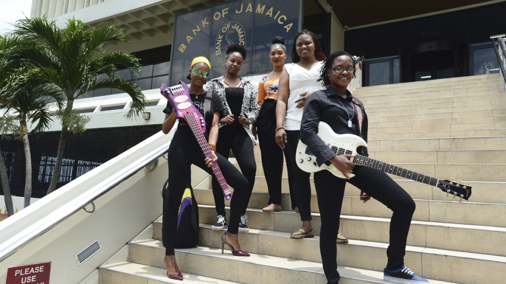 The all-female band ADAHEZ in Kingston, Jamaica