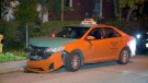 A crashed taxi is seen in East York on June 18, 2019. 