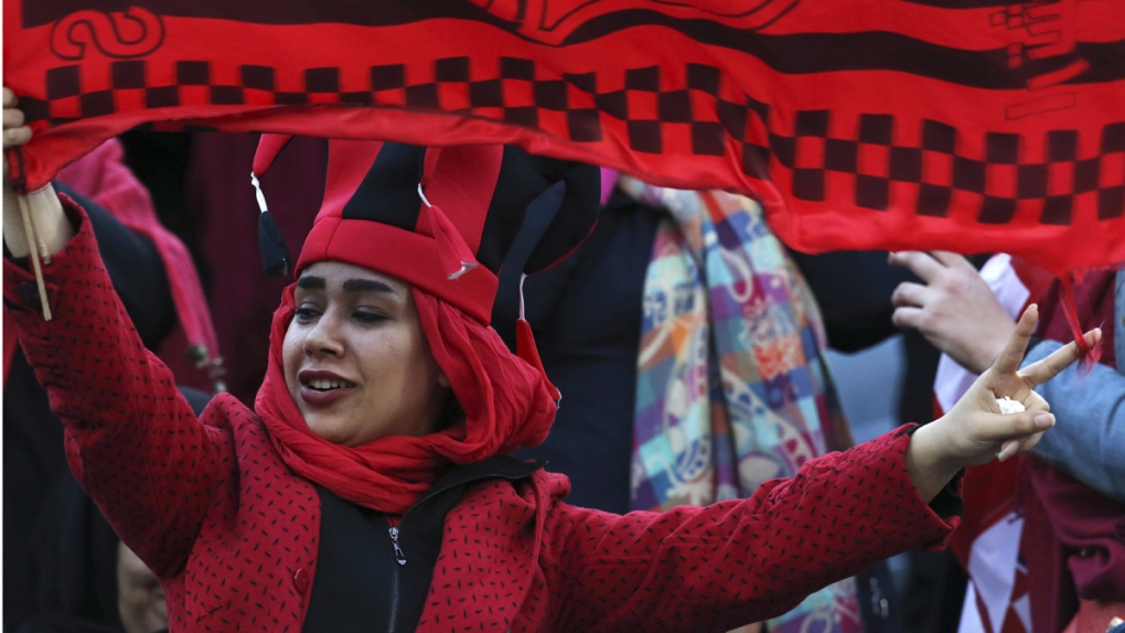 A female Iranian soccer spectator