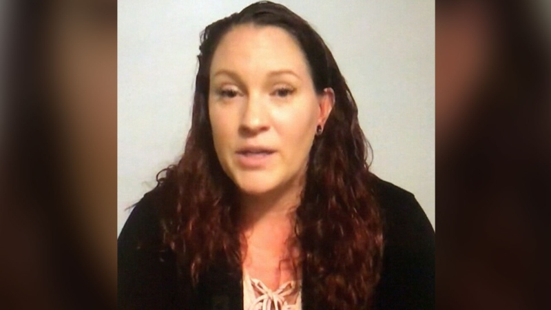 Tiffani Adams is seen speaking about her ordeal after waking up alone on an Air Canada plane.
