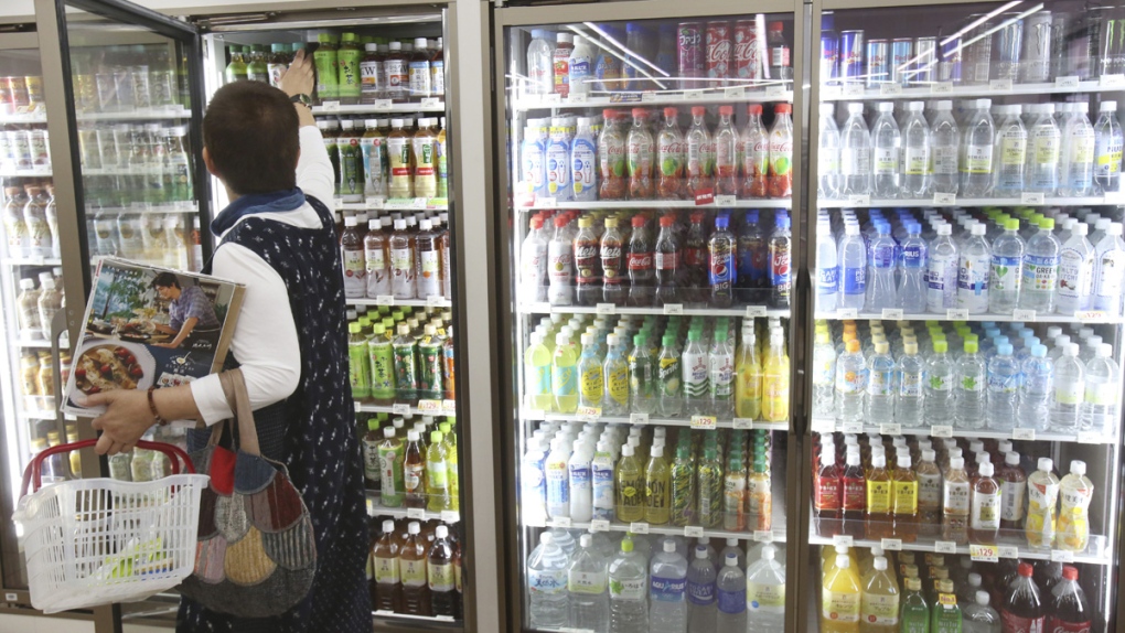 Plastic-bottled soft drinks for sale in Yokohama
