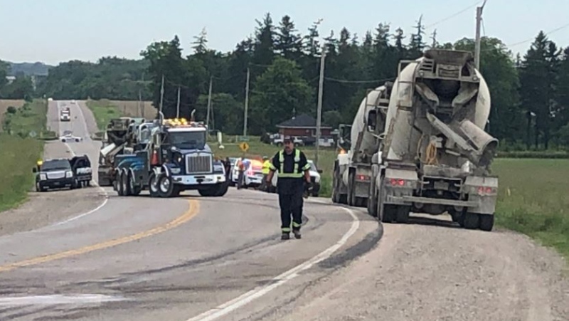 Crash on Highbury Ave. and Dingman Dr. in London Ont. on June 27, 2019. (Justin Zadorsky/CTV)