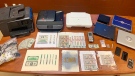 Items police seized from a counterfeit currency operation in Bradford. (Courtesy: South Simcoe Police)