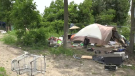 A tent city on Stirling Avenue in Kitchener. (June 28, 2019)