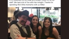 A dine-and-dash suspect appears in an undated social media post with restaurant staff 