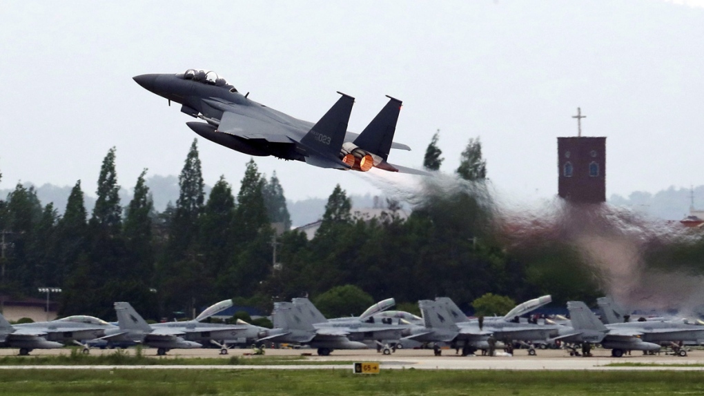 A South Korean Air Force fighter jet takes off