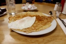 Finnish pancakes are shown at Hoito restaurant in Thunder Bay, Ont., on Saturday, March 23, 2019. For more than a century the sensational smell of pancakes has wafted out of a large brick building connecting a northwestern Ontario city with its Finnish roots. Hoito restaurant has been serving homestyle Finnish food like the popular crepe-like pancakes out of the basement of the Finnish Labour Temple in Thunder Bay since 1918. (THE CANADIAN PRESS/Kelly Malone)