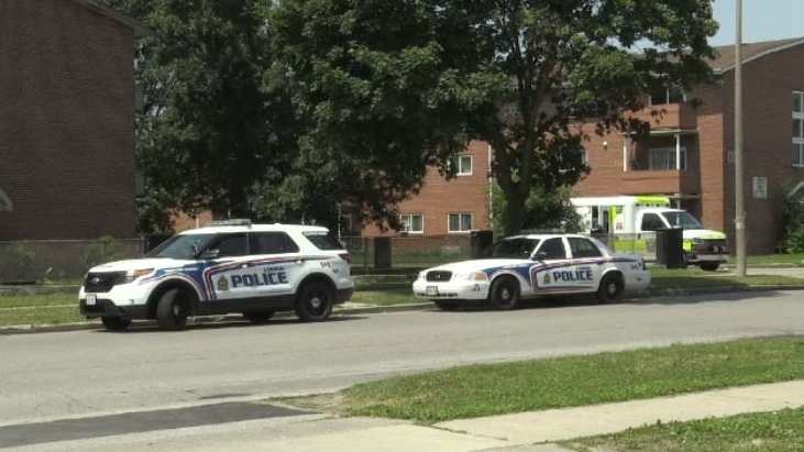 Police and paramedics were called to an Oakville Avenue address for a weapons investigation in London, Ont. on Thursday, July 11, 2019. (Jim Knight / CTV London)