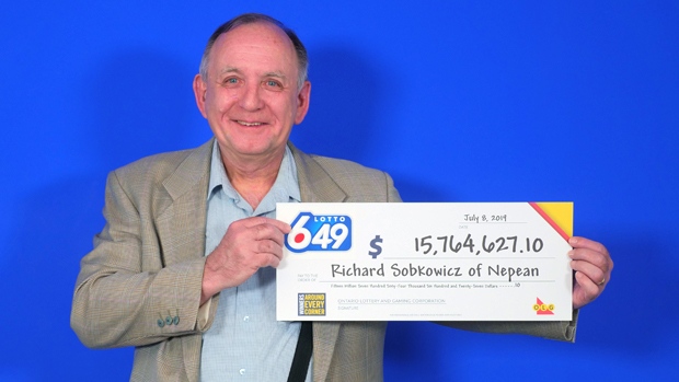 Richard Sobkowicz of Nepean is celebrating after claiming his $15.7 million Lotto 6/49 jackpot.