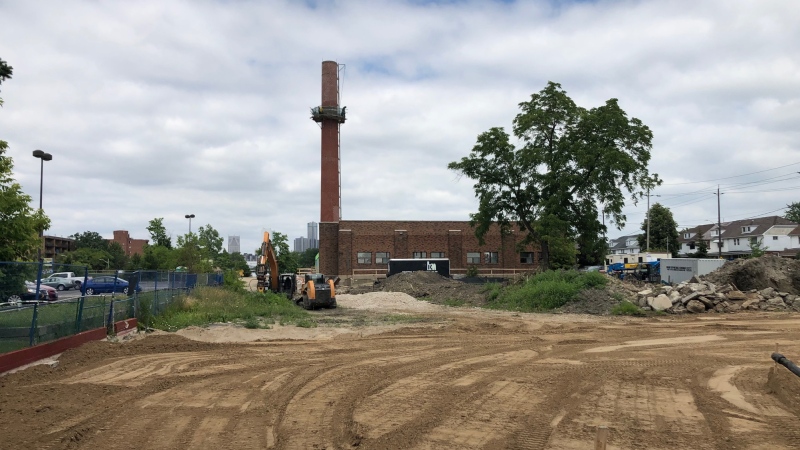 Mercer Street construction site for new school in Windsor, Ont., on Friday, July 12, 2019. (Melanie Borrelli / CTV Windsor)